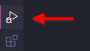 vs code debug menu is highlighted